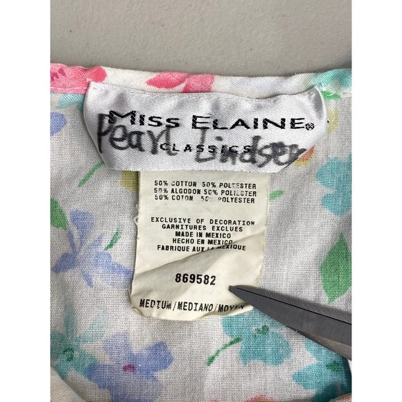 Vintage Miss Elaine Classics Floral Robe House Dress M Full Zip Lace Modest - Picture 8 of 15